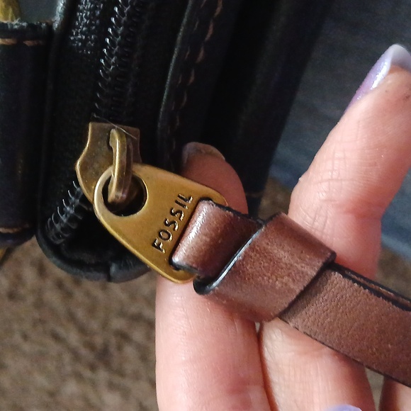 Fossil black leather messager bag - Picture 8 of 16